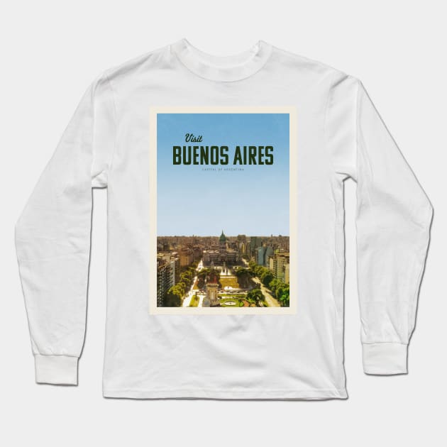 Visit Buenos Aires Long Sleeve T-Shirt by Mercury Club